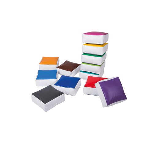 Set 12 pufuri Rainbow patrate umplute cu spuma si granule, 30 x 30 x 12 cm grosime, cresa si gradinita - imagine 5